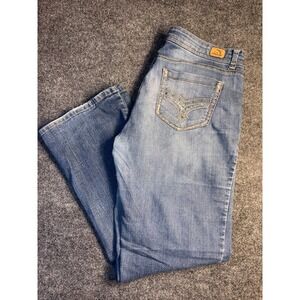 Jordache Bootcut Jeans Womens 12 Blue Denim Embroidered Rhinestone Back Pocket